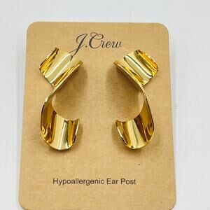 J. Crew Ribbon Twist Earrings Gold Tone Classic Elegant Minimalist Feminine